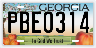 GA license plate PBE0314