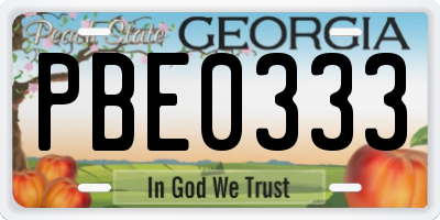 GA license plate PBE0333