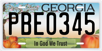GA license plate PBE0345