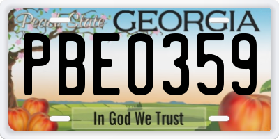 GA license plate PBE0359