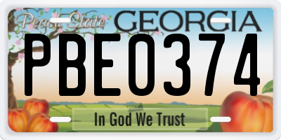 GA license plate PBE0374