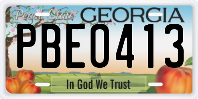 GA license plate PBE0413