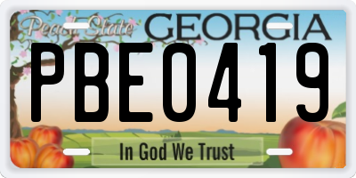 GA license plate PBE0419