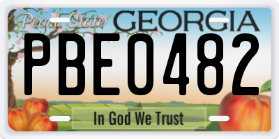 GA license plate PBE0482
