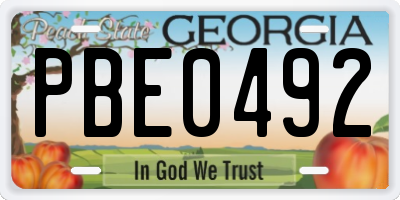 GA license plate PBE0492