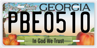 GA license plate PBE0510