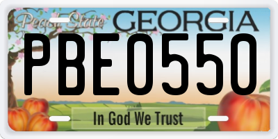 GA license plate PBE0550