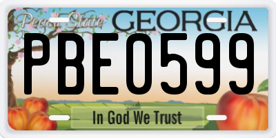 GA license plate PBE0599