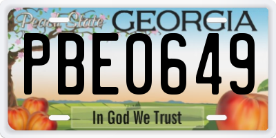 GA license plate PBE0649