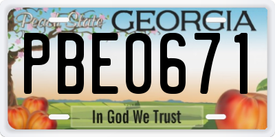 GA license plate PBE0671