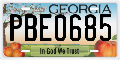 GA license plate PBE0685