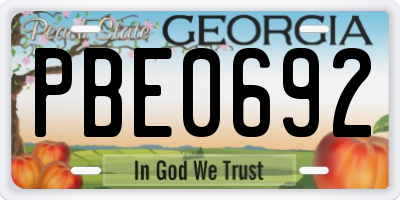 GA license plate PBE0692