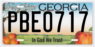 GA license plate PBE0717