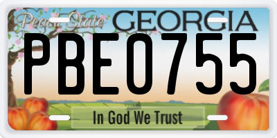 GA license plate PBE0755