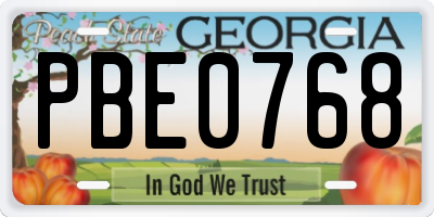 GA license plate PBE0768