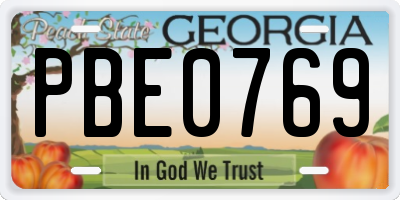 GA license plate PBE0769