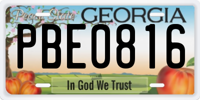 GA license plate PBE0816
