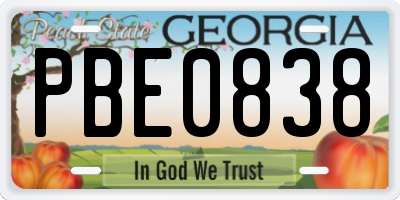 GA license plate PBE0838