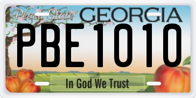 GA license plate PBE1010