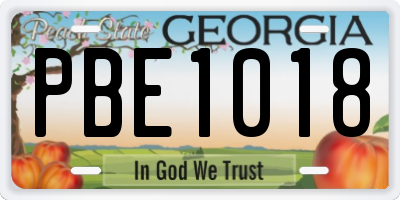 GA license plate PBE1018