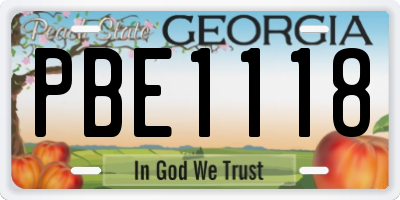 GA license plate PBE1118