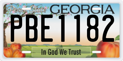 GA license plate PBE1182