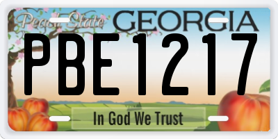 GA license plate PBE1217