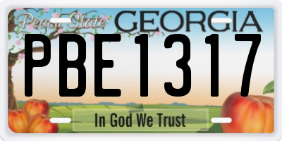 GA license plate PBE1317