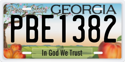 GA license plate PBE1382