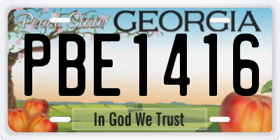 GA license plate PBE1416