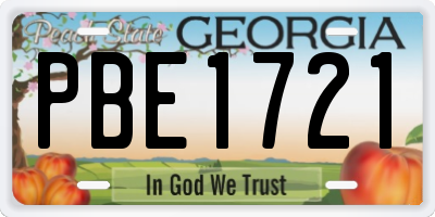 GA license plate PBE1721