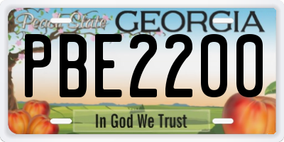 GA license plate PBE2200