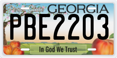 GA license plate PBE2203
