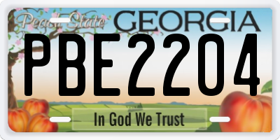 GA license plate PBE2204