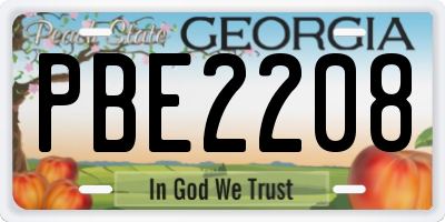 GA license plate PBE2208