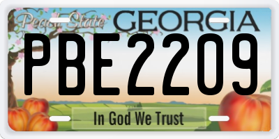 GA license plate PBE2209