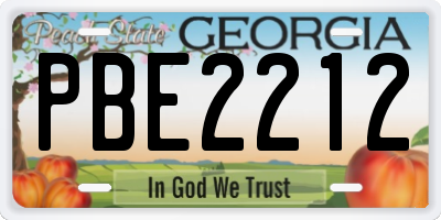 GA license plate PBE2212