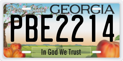 GA license plate PBE2214