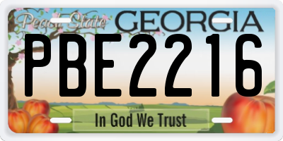 GA license plate PBE2216