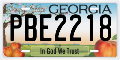 GA license plate PBE2218