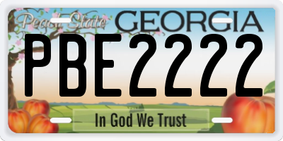 GA license plate PBE2222