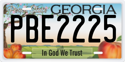 GA license plate PBE2225