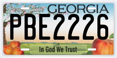 GA license plate PBE2226