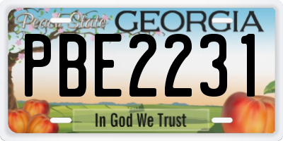 GA license plate PBE2231