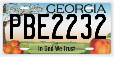 GA license plate PBE2232
