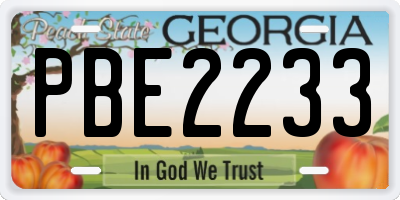 GA license plate PBE2233