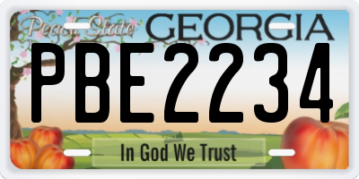 GA license plate PBE2234