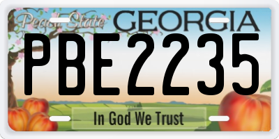 GA license plate PBE2235