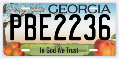 GA license plate PBE2236