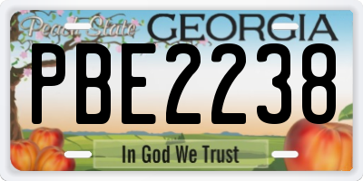 GA license plate PBE2238